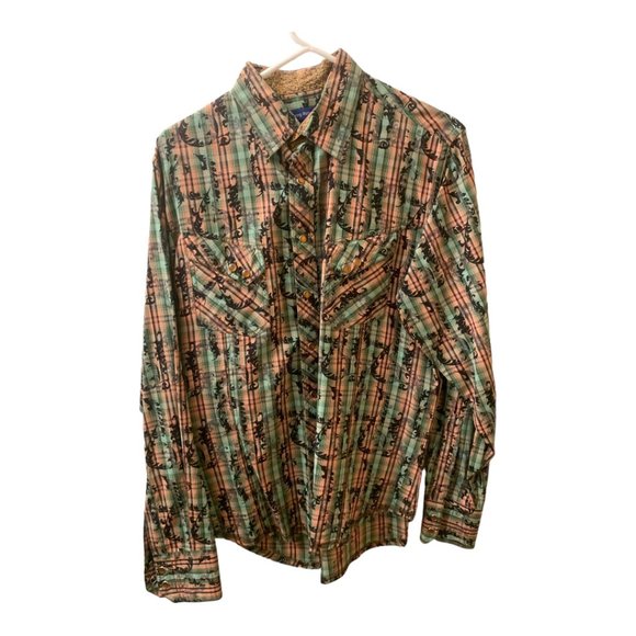 George Roth Orange multicolored   designer long sleeve shirt Medium - Picture 1 of 8